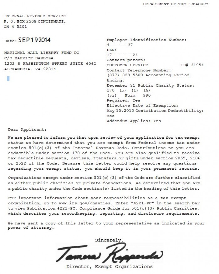 Page 1 IRS Determination Letter